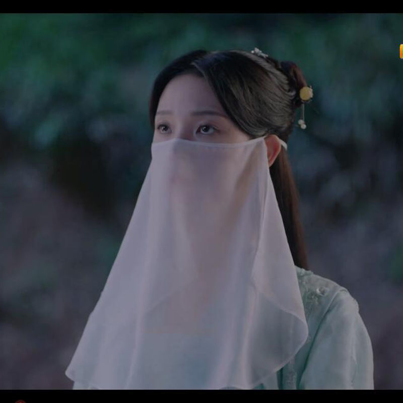 芭雅莲面纱古风新款电视剧少女大人面纱古风舞蹈遮脸面纱白色苏瓷同款