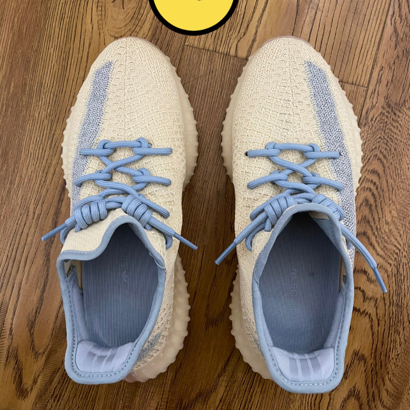 适用椰子350鞋带适配椰子350v2圆形反光鞋带yeezy奶油麻布珊瑚蓝色鞋