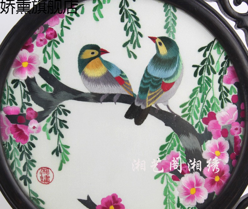 洞狮湘绣双面绣精品兰花纯手工刺绣湖特产师友元旦节访亲友礼品 仙桃