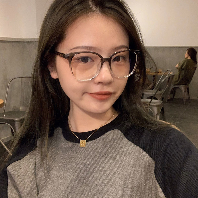 超宽近视眼镜框个性渐变防蓝光护眼平光镜女百搭显脸小素颜大框眼镜架