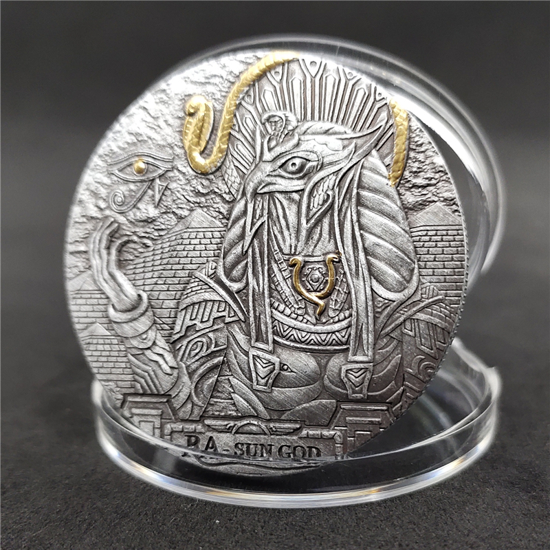欧殿oudian世界古文明埃及太阳神纪念硬币海神法老纪念币金属复古幸运