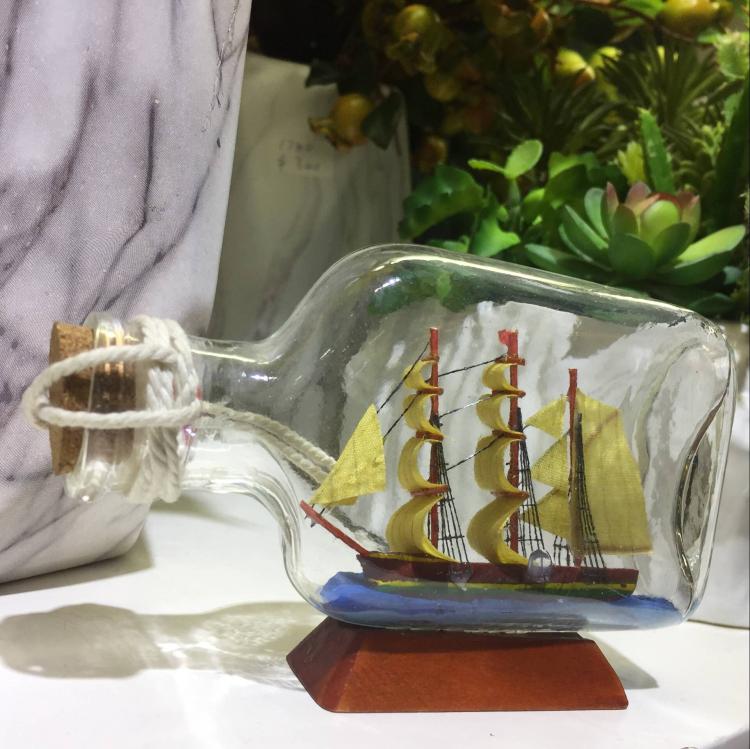 瓶中船黑珍珠号帆船玻璃瓶水晶摆件手工礼品瓶子里的船许愿瓶摆件10x