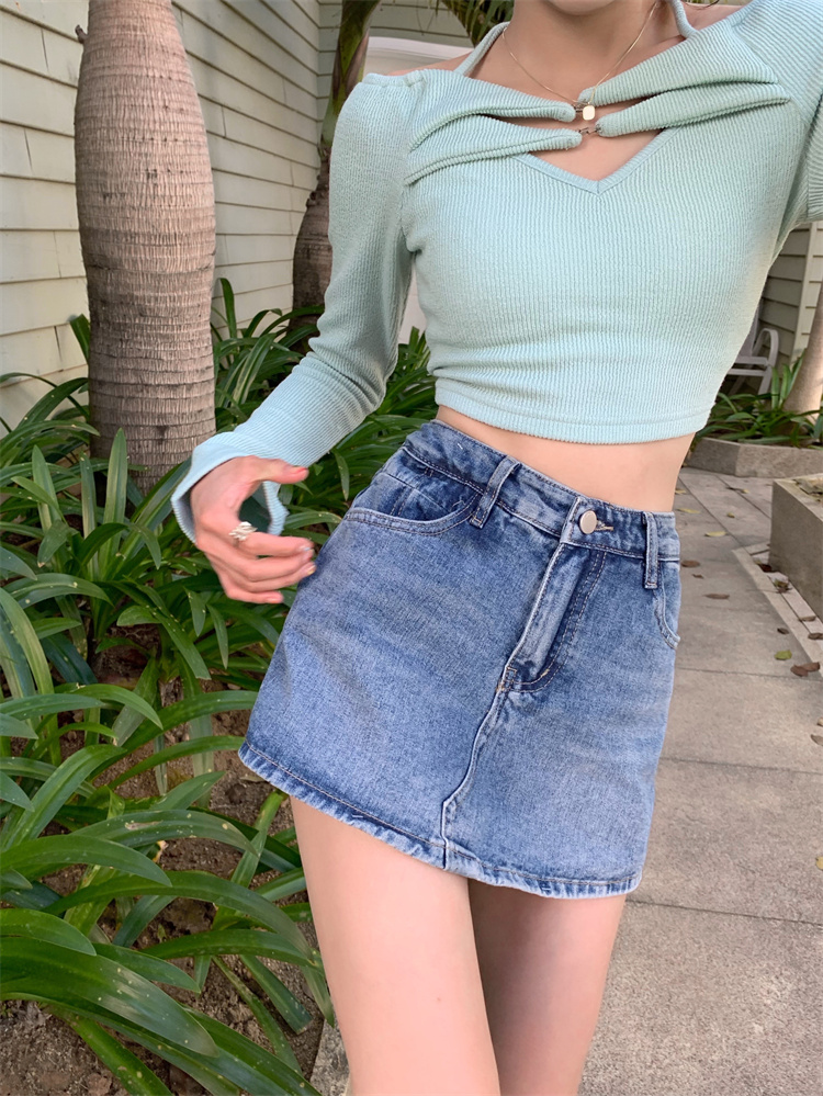 超短牛仔裙女迷你性感紧身一步裙复古辣妹牛仔半身裙夏季2022年新款高
