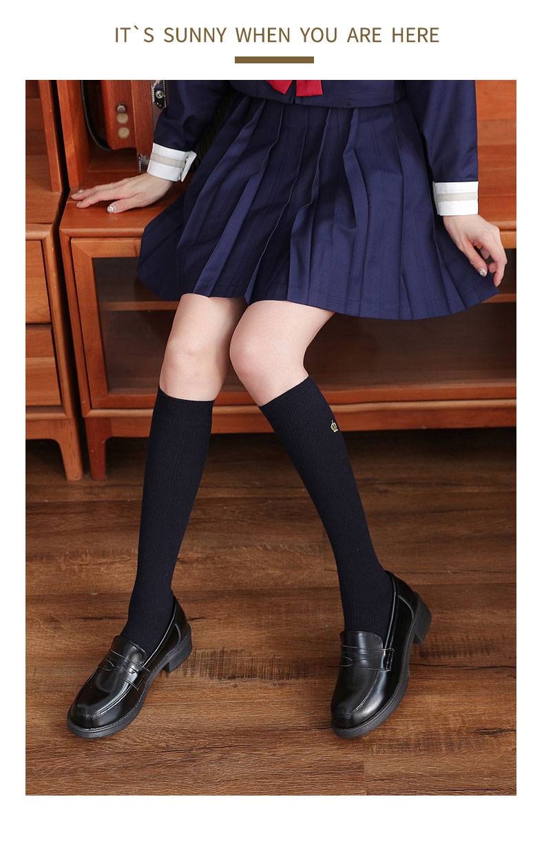 浪莎中筒袜子jk女童学生儿童大童春秋款潮半截女式显瘦美腿袜女士长筒