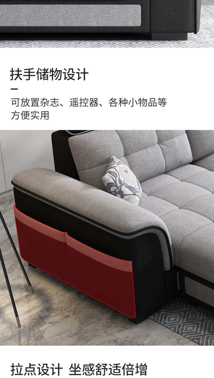 南帝家具现代简约布艺沙发三人位北欧小户型客厅科技布沙发家具组合