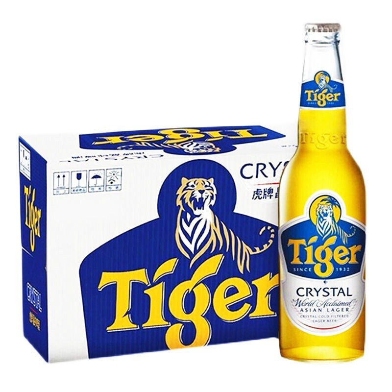 虎牌啤酒300ml12瓶tiger老虎晶纯系列crystal玻璃瓶装冰感清爽清冽顺