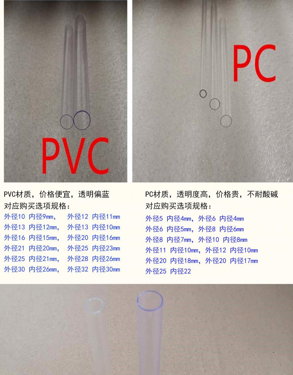 pc管pvc透明管透明硬塑料管pc圆管小口径透明管定做pvc外径30内径26mm