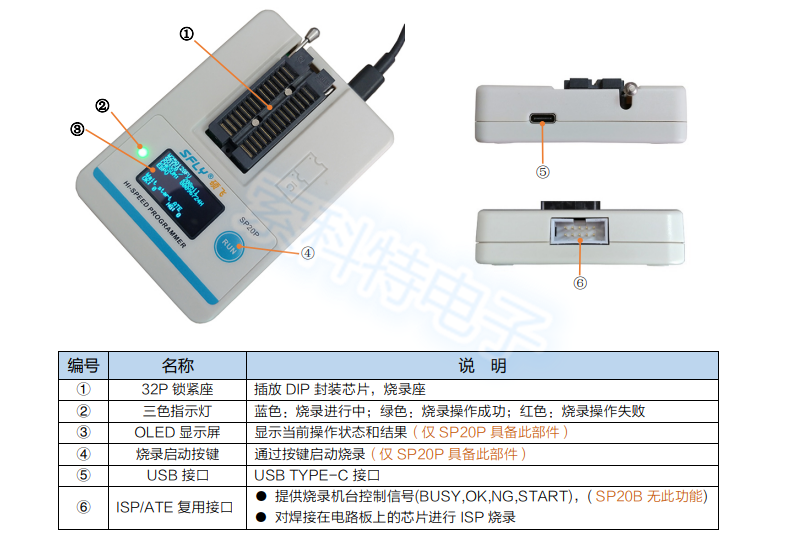 适用于硕飞sp20bsp20xsp20fsp20p高速量产型烧录器一拖八编程器sop8