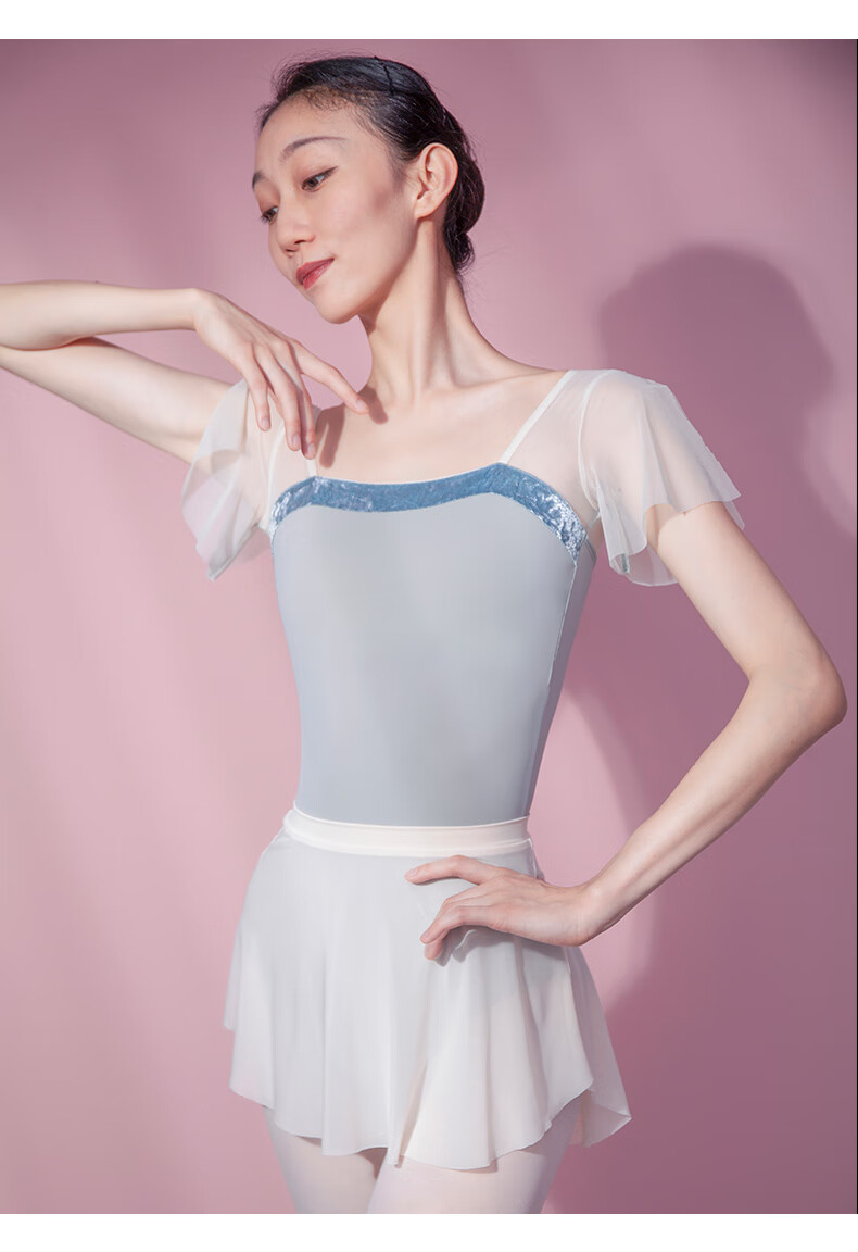 艺术体操服装芭蕾舞舞蹈练功连体服喇叭袖形体体操服女成人艺考训练服