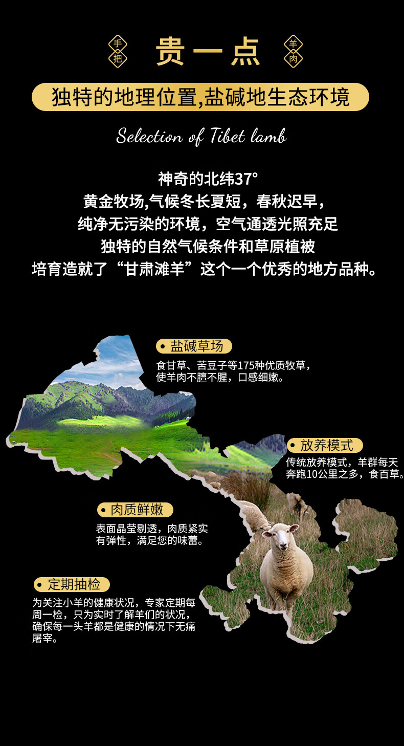 甘肃滩羊手把肉5斤新鲜手抓羊肉生鲜羊蝎子羊排羊腿手把羊肉冷冻 5斤
