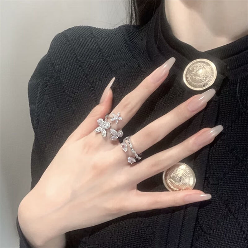 现发欧美新款指甲贴片防水美甲成品超长甲芭蕾果冻蓝可拆卸穿戴美甲片