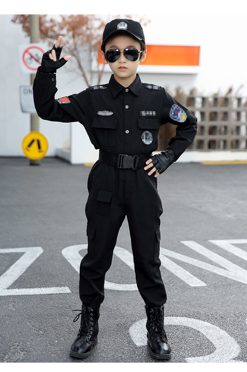 儿童警察的套装男童冬季保暖加厚加绒特警衣服军装套特种兵小军装男女