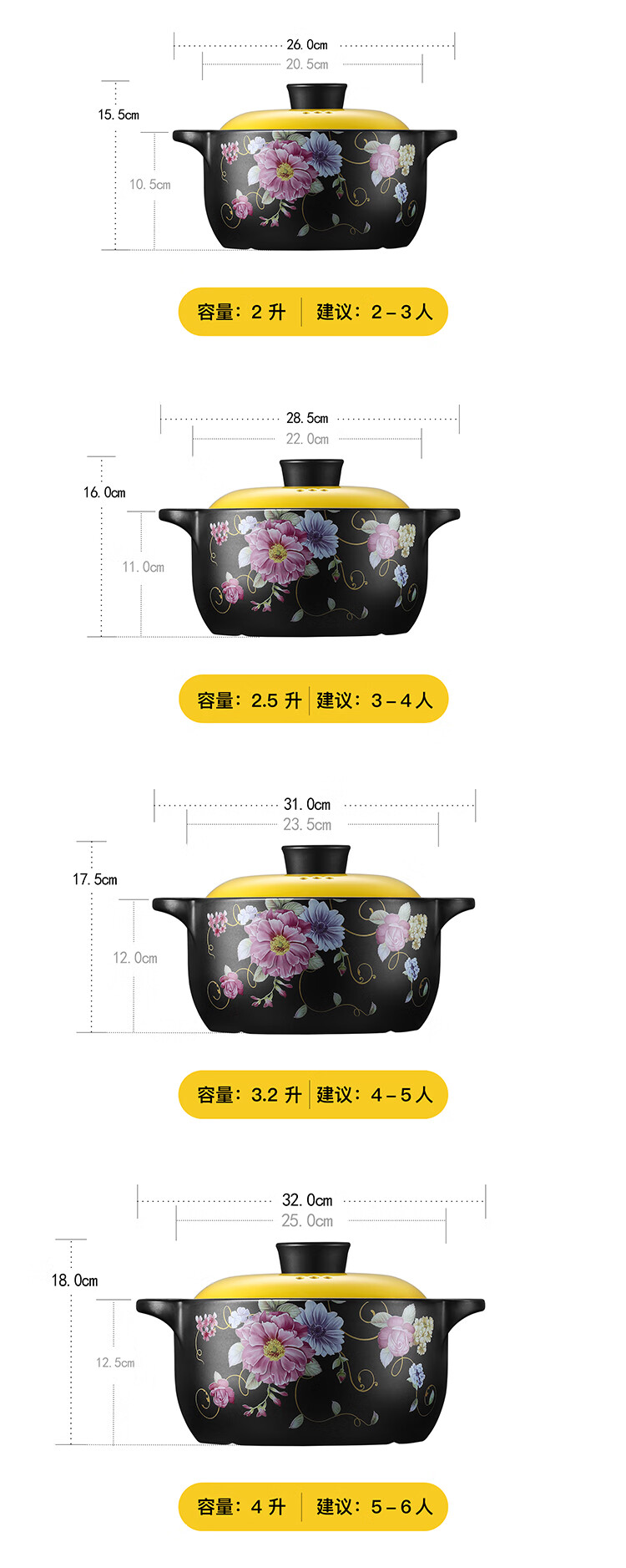 彩冠养生砂锅熬药煲汤锅家用燃气煤气灶陶瓷沙锅汤煲炖肉煲3235玫兰1