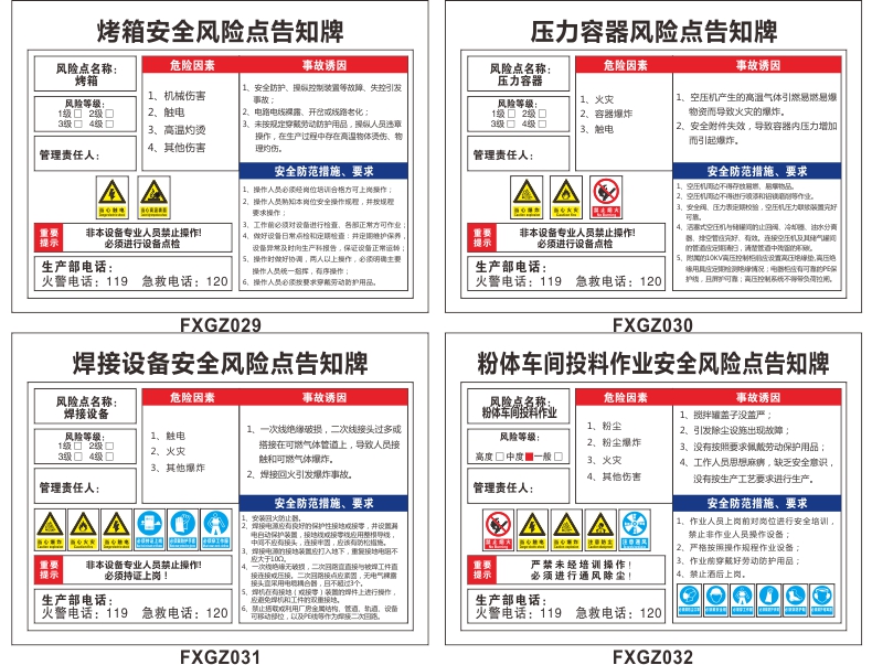 安全风险点告知牌卡配电房仓库机械设备生产警示标志有限受限空间标识