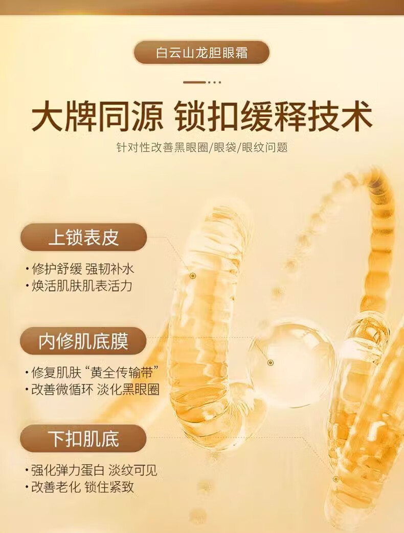 白云山龙胆眼霜眼袋【官网直售】滋润紧致抗皱淡纹眼袋黑眼圈官旗方店舰 白云山龙胆眼霜*2瓶装 20g