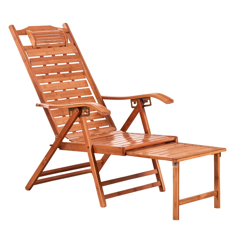 Bamboo reclining chair folding chair adult rocking chair home nap chair beach chair cool chair elderly chair lunch break chair thickened cushion without chair