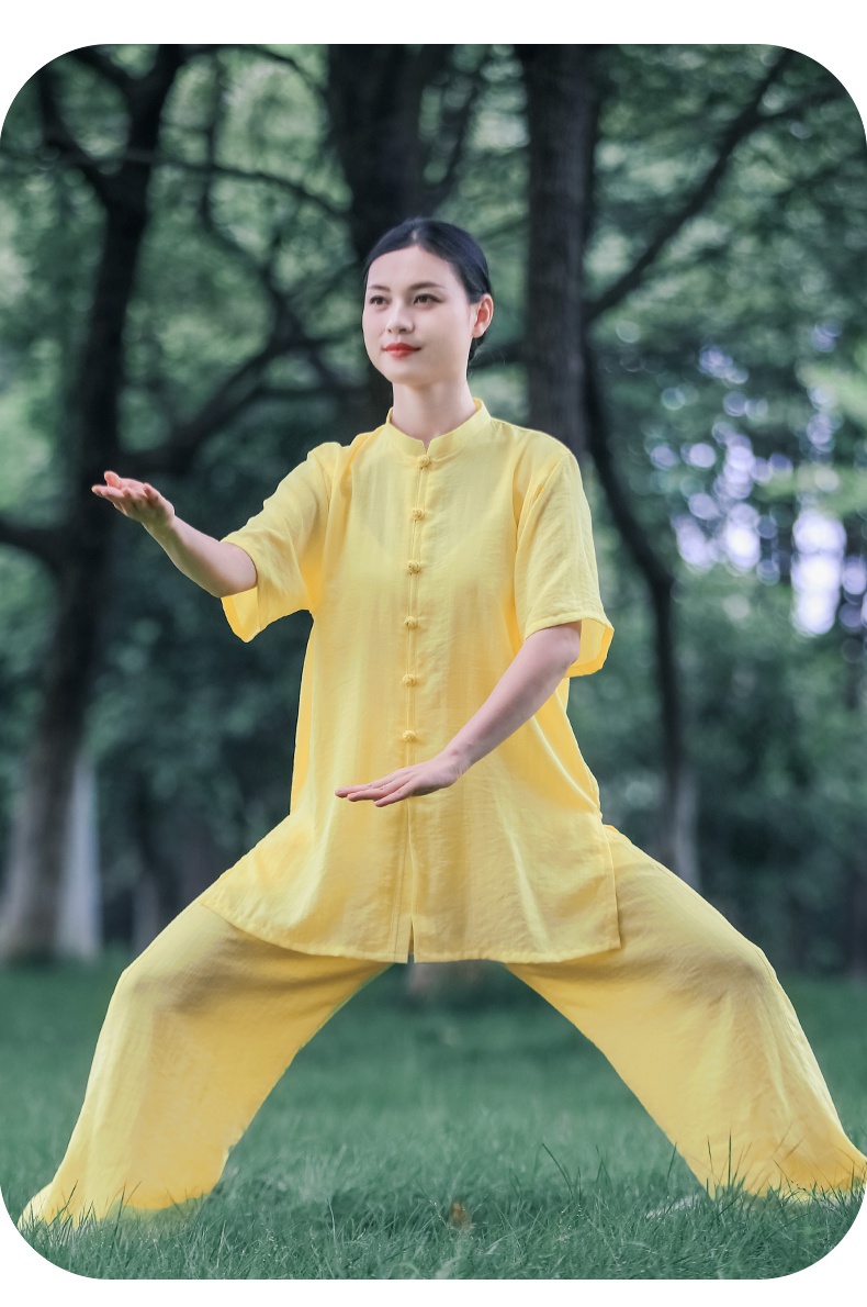 志愿者马甲太极服夏天新款高端女装武术服装八段锦太极拳练功服棉麻