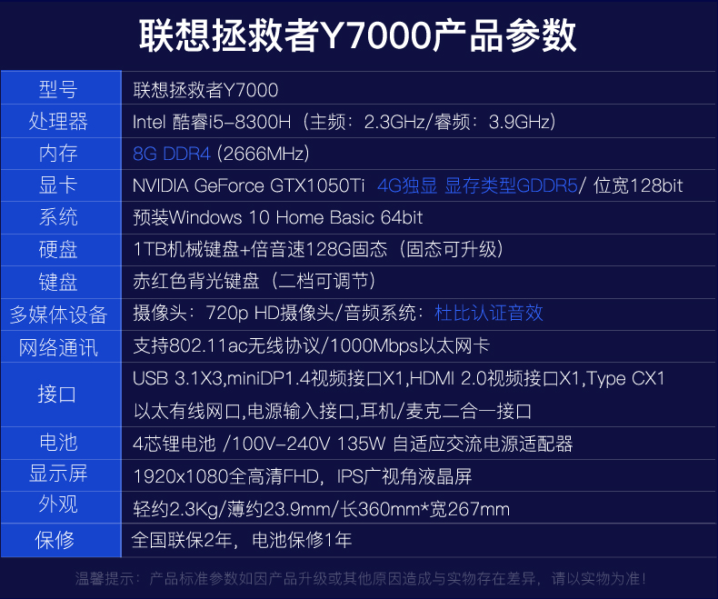 联想拯救者y7000 游戏本酷睿八代四核i5轻薄固态手提全面屏学生4g独显