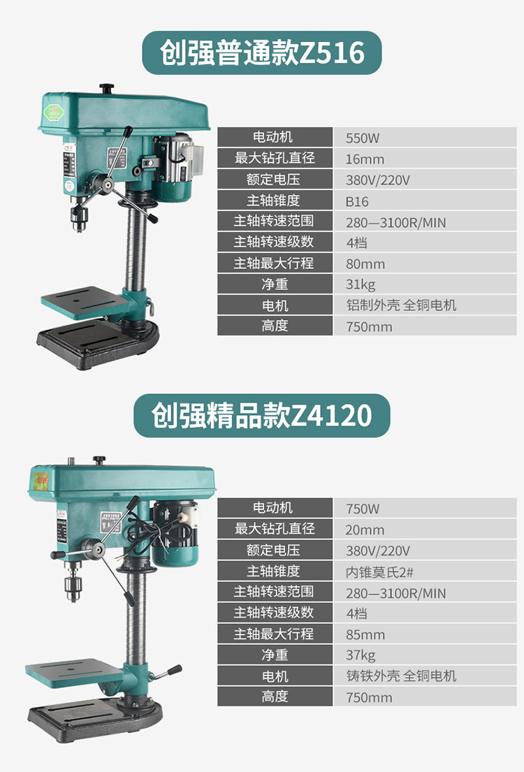 台钻机工业级台钻家用台钻小型 220v750w电机配件大功率钻铣床 改380v