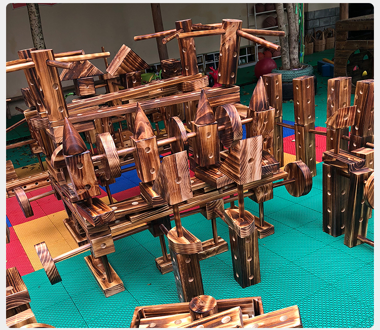 幼儿园超大型户外碳化大积木原木炭烧儿童建构区材料搭建实木玩具1633