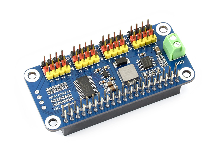树莓派4b/3b /zero w 16路舵机驱动板 pwm驱动模块 12c接口