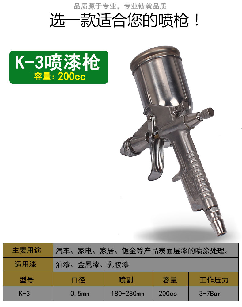 高雾化喷漆枪上壶式汽车油漆喷枪钣金涂料喷壶家具喷漆工具 f-75 k-3