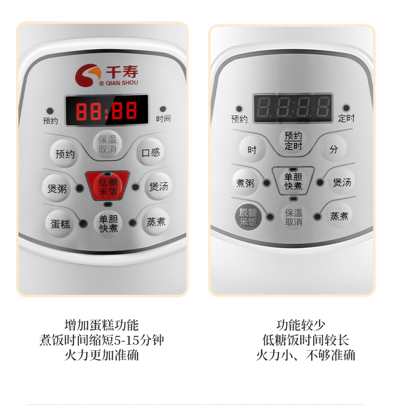 日本千寿qs16dx低糖电饭煲家用迷你小型米汤分离低淀粉低含糖量低淀粉