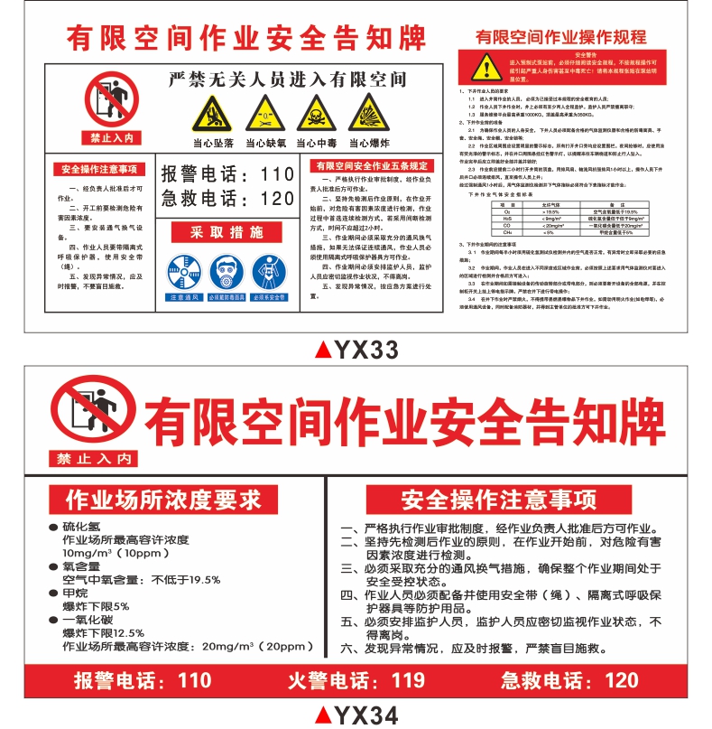 有限空间安全作业宣传挂图受限空间注意事项警示标语安全生产月宣教