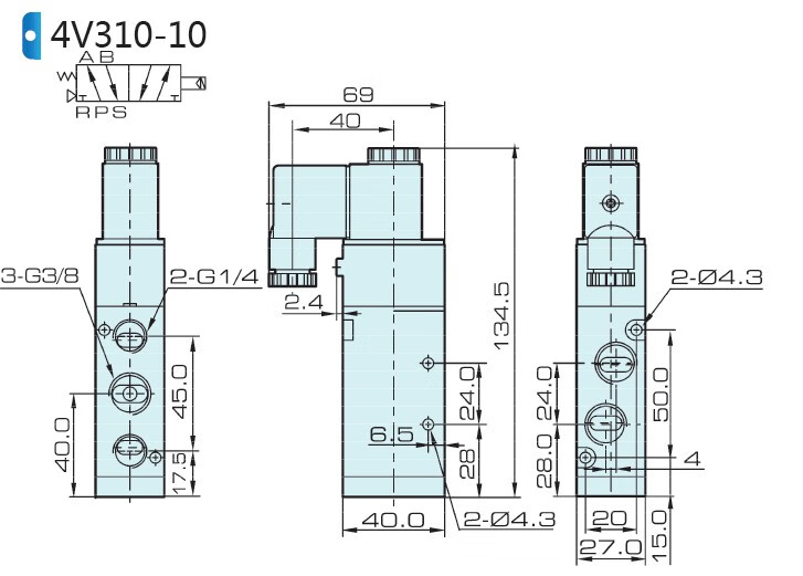jelpc电磁阀二位五通电磁阀换向电磁阀4v310-10 4v410