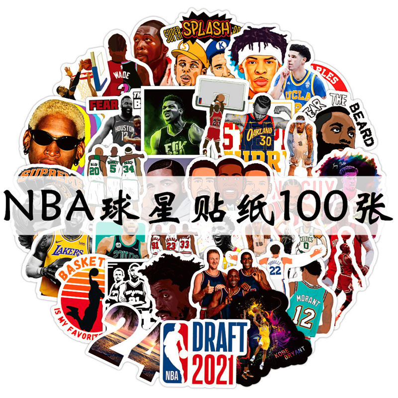 nba球星贴纸100张哈登詹姆斯欧文贴纸漫画ins手账贴者