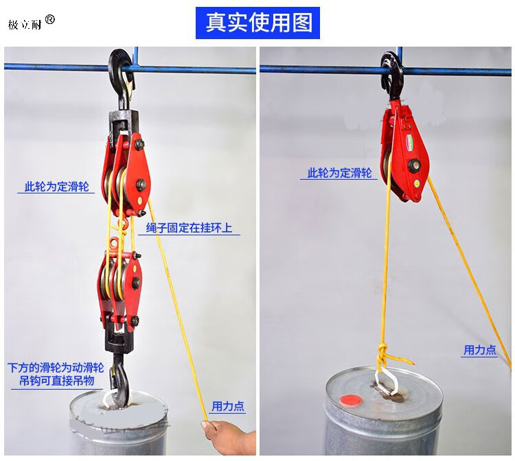 起重滑车双轮滑轮组吊钩吊环省力手动定滑轮1t2t3t吨三轮动滑轮国标