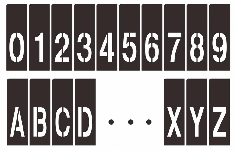 插卡式更换式镂空喷漆字模板数字字母空心字0-9a-z刻字漏字版 10公分