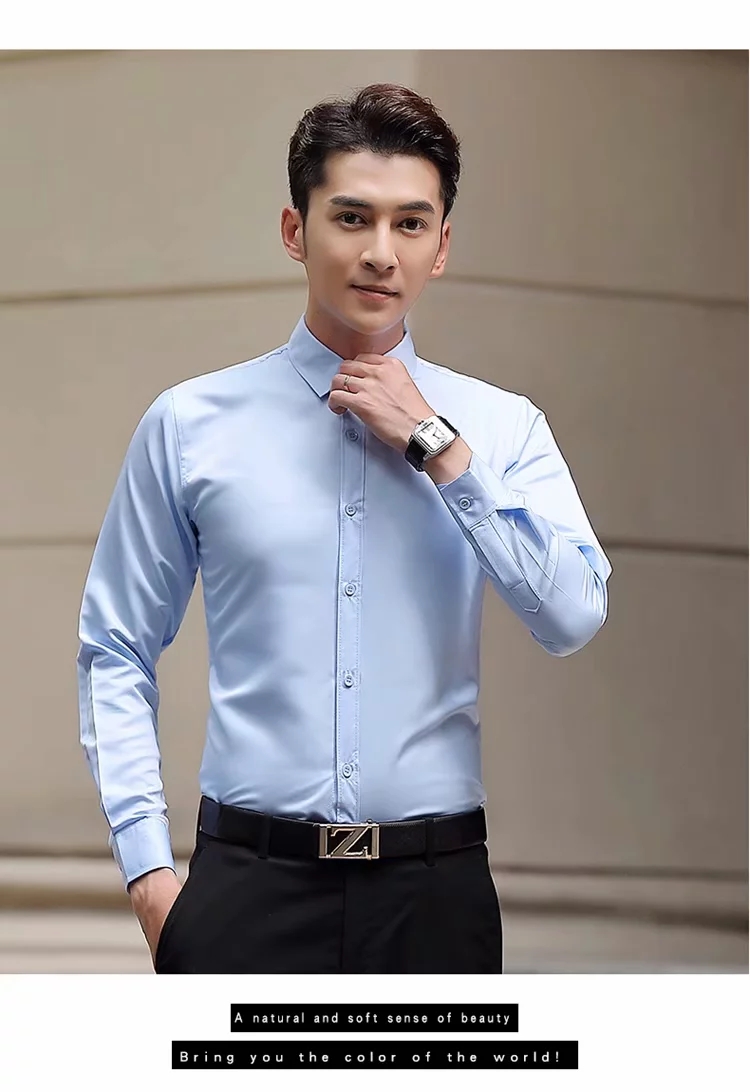 黑衬衫男长袖韩版修身商务休闲装白色衬衣职业工作帅气寸衫潮2020 长