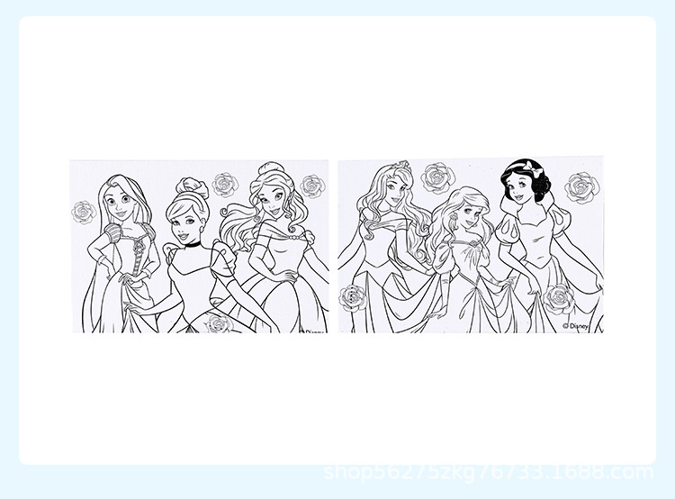 迪士尼disney儿童涂色画冰雪公主涂鸦画宝宝颜料绘画幼儿园涂鸦填色