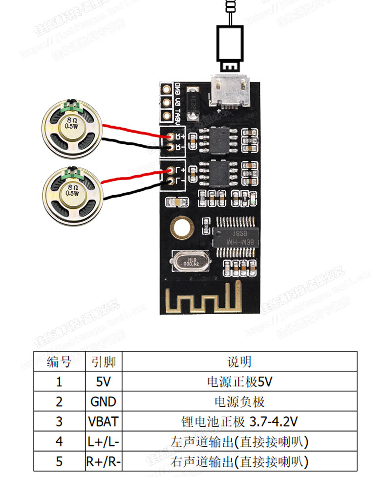 diy蓝牙音频接收器模块5.