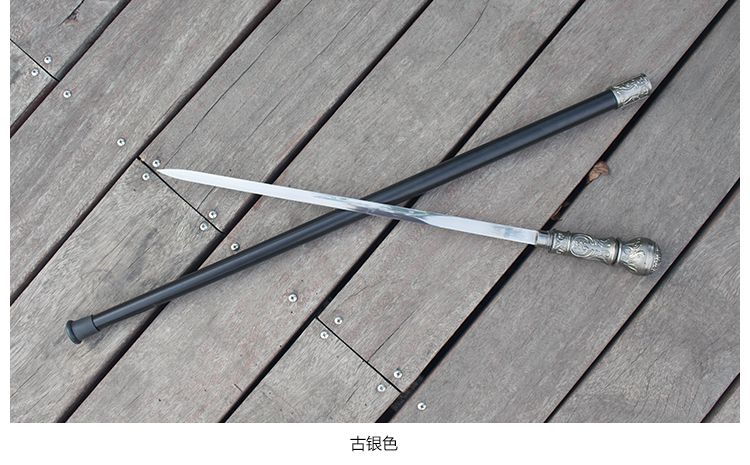 情人节礼物拐杖剑不锈钢圆头手杖剑老人棍棒一体防身剑户外登山杖未