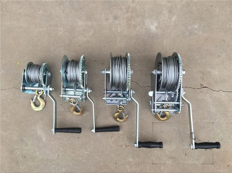 手动手摇绞车绞盘卷扬机带钢丝绳挂钩紧线器拉紧器手摇牵引机 800磅空