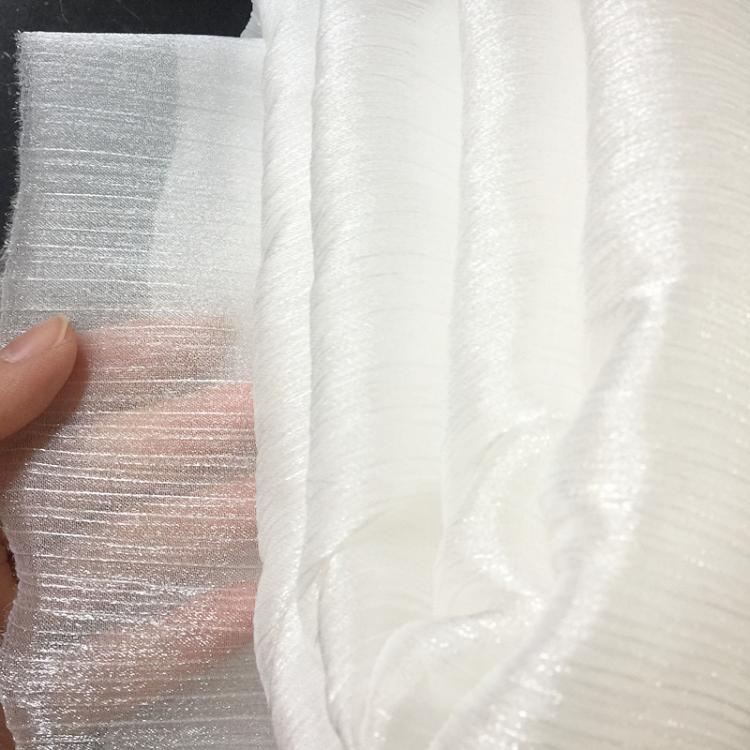 京弗汉服制作布料闪光绉纱布料欧根纱银丝皱柔软汉服大袖衫襦裙面料