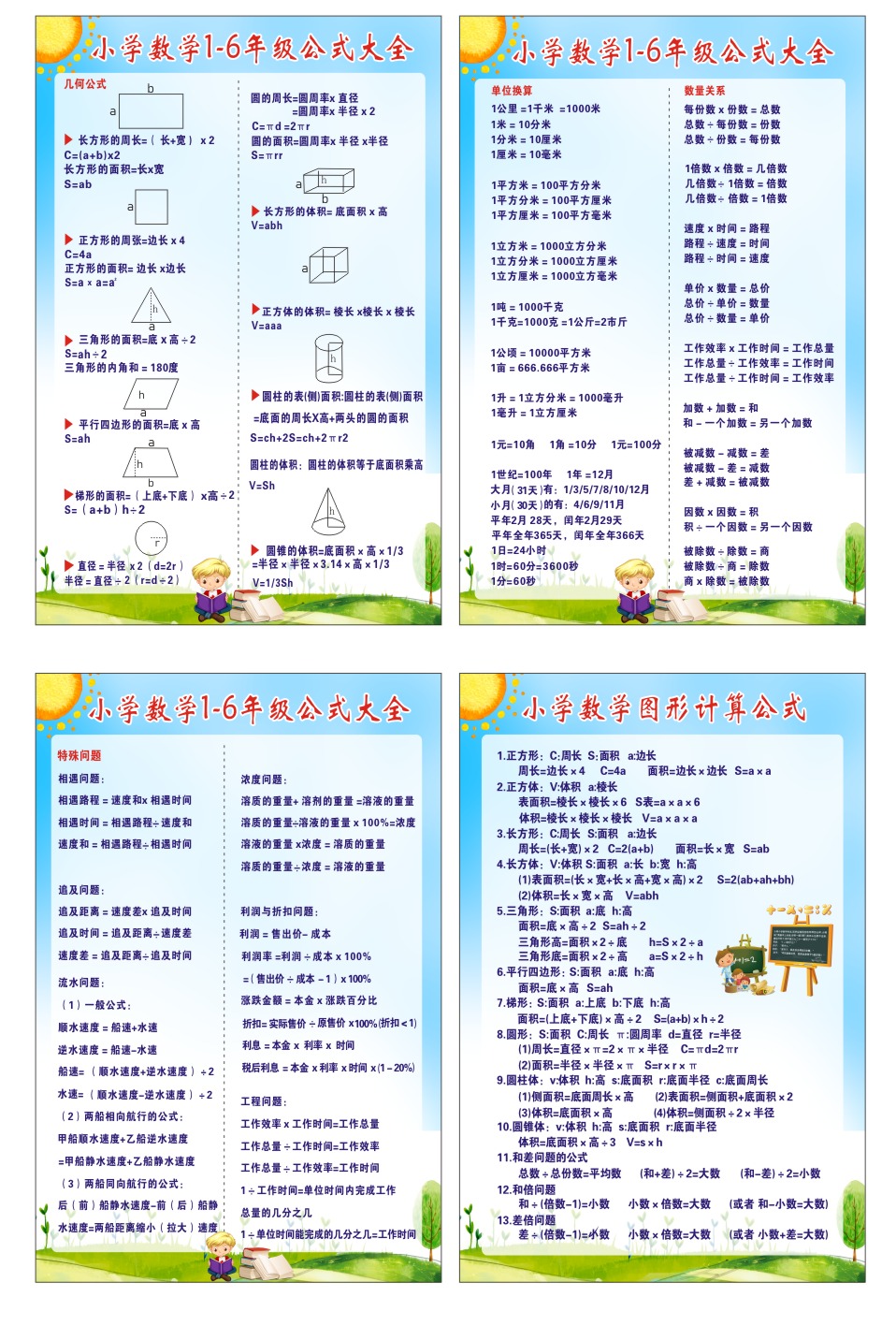 小学生一到六年级初中数学公式大全墙贴画常用单位换算表知识挂图小学数学1 6年级公式大全套装小 40 60cm 图片价格品牌报价 京东