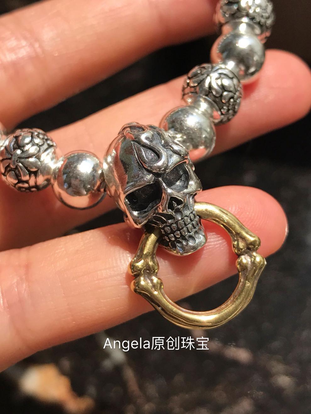 s925银朋克骷髅头银手链手串礼品之寓意_ 6折现价619元