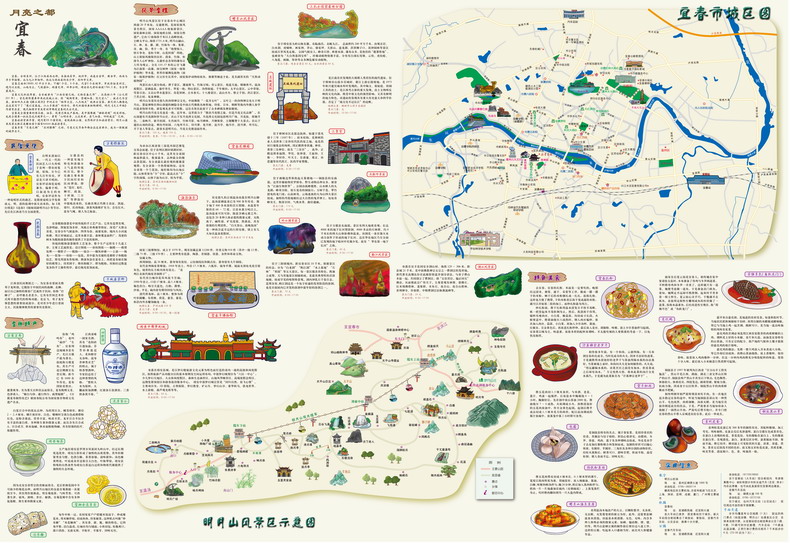 《宜春市交通旅游图2018新版 丰城高安樟树市等详图 宜春中心城区手绘