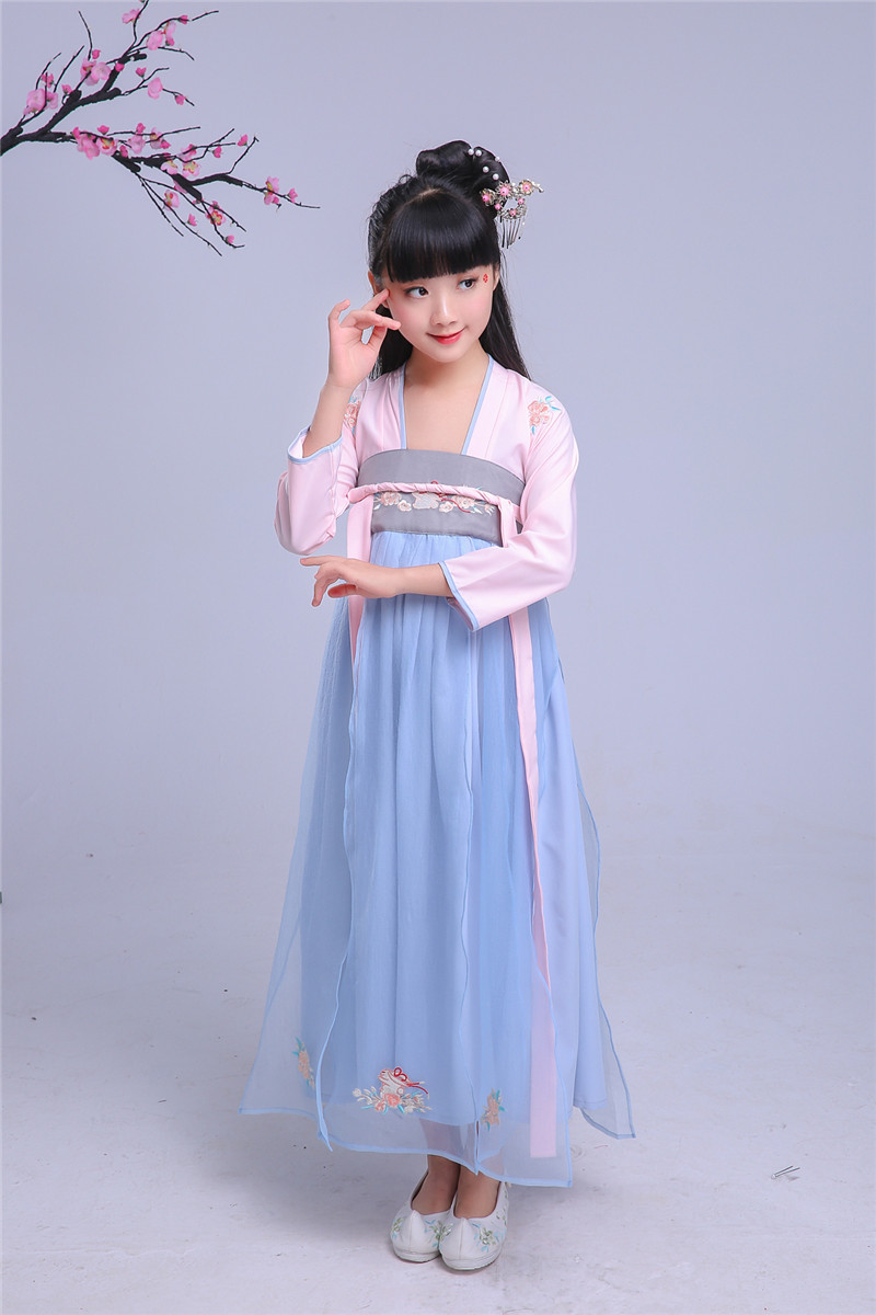 朵漫达儿童古装汉服女套装女童汉服齐腰汉服中大童女宝宝民族风演出
