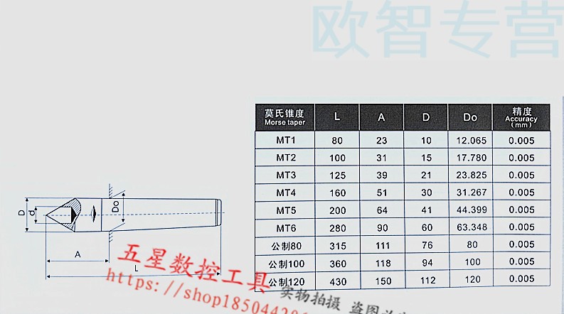 4 5号死顶针外圆磨床镶钨钢合金普通固定顶针 莫氏1号 小头合金8