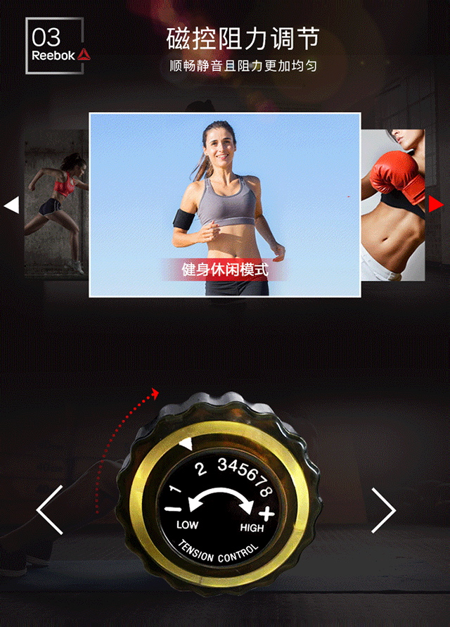 锐步reebok健身车 家用静音磁控室内动感单车 gb40白色zs