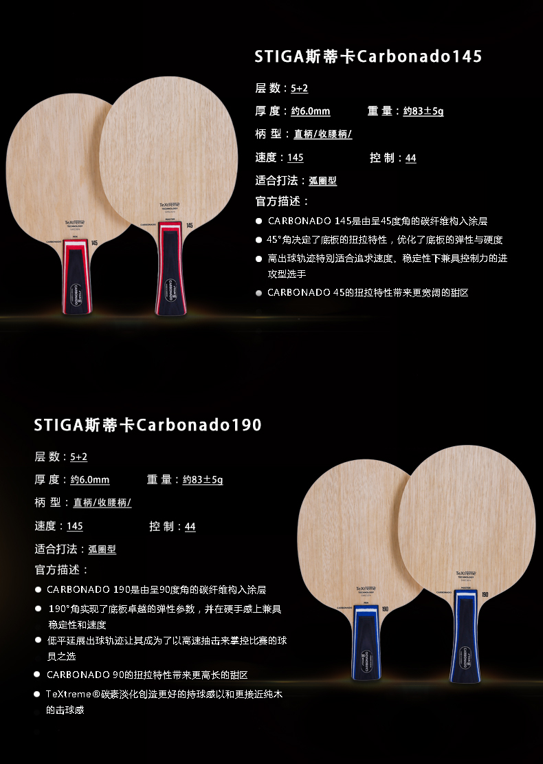 斯蒂卡乒乓球底板45 90 245 290 145 190樊振东亚运会夺冠7层加碳进攻