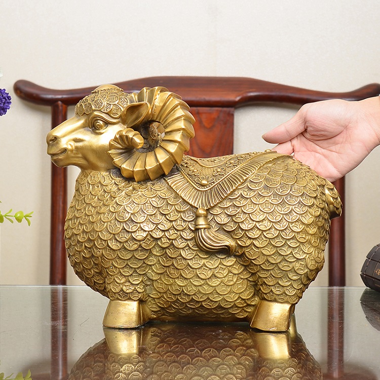 百纳源 铜羊摆件工艺品家居客厅摆设吉祥物礼品家居装饰品 发财羊