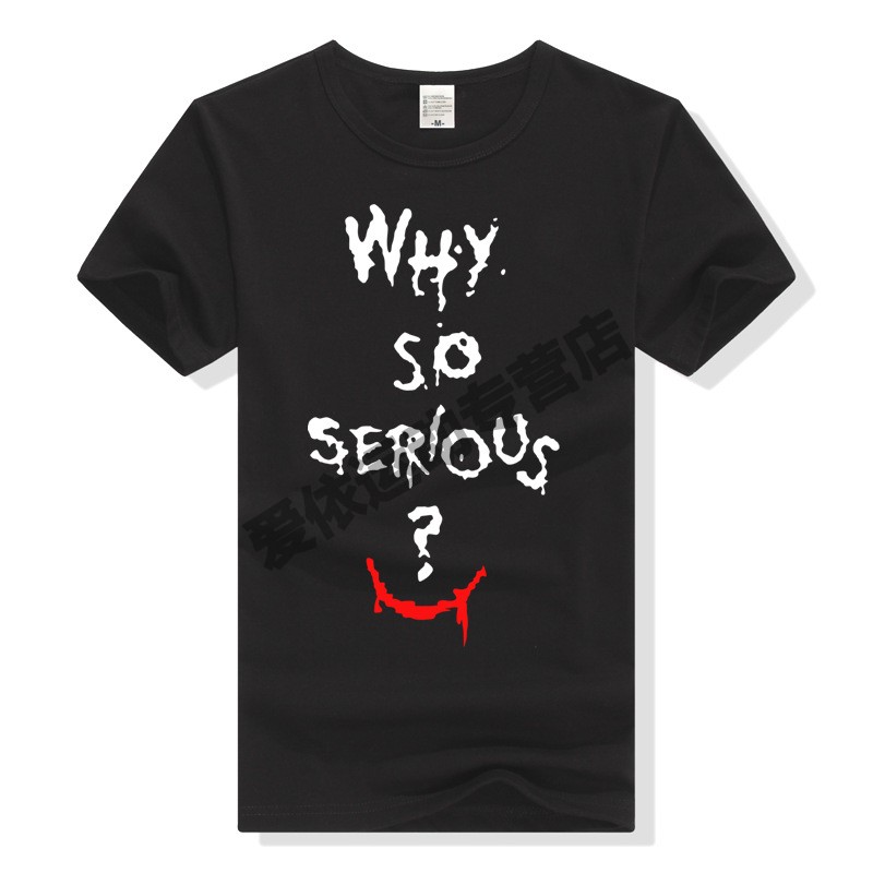 蝙蝠侠宿敌小丑jokert恤男夏季短袖whysoserious serious蓝 男s
