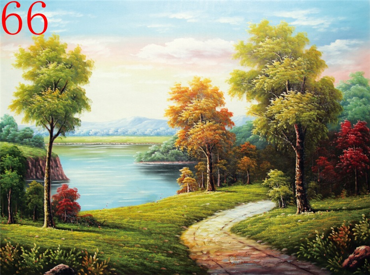 正画新品,高清喷绘印刷油画世界古典名画田园画欧式山水景黄金满地