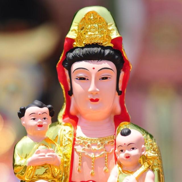 新品送子观音观音娘娘送子娘娘树脂玻璃钢佛像神像镀金_ 6折现价352元