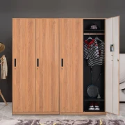 Binggong sauna lock steel locker staff cabinet iron wardrobe staff dormitory gym electronic password lock locker steel walnut grain 2 doors